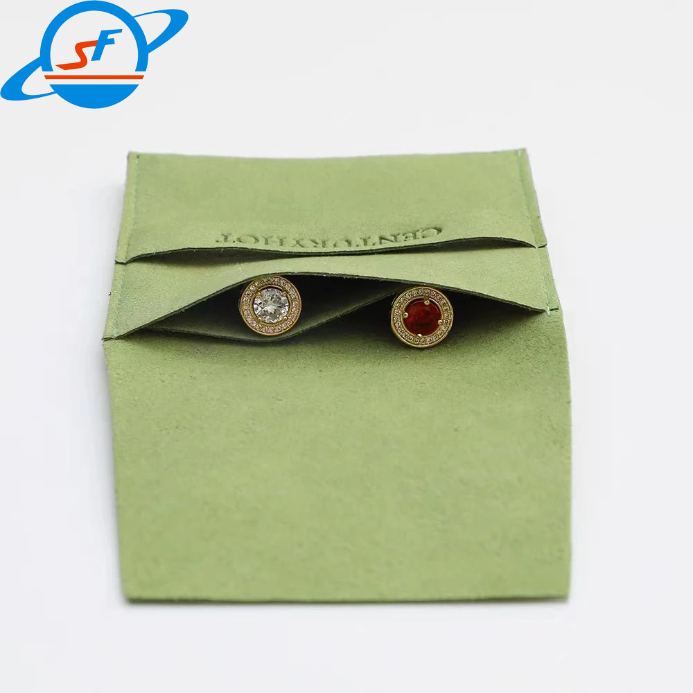 High end custom logo pu leather Microfiber Button Jewelry Pouch white pink velvet drawer jewelry gift bag pouch with log