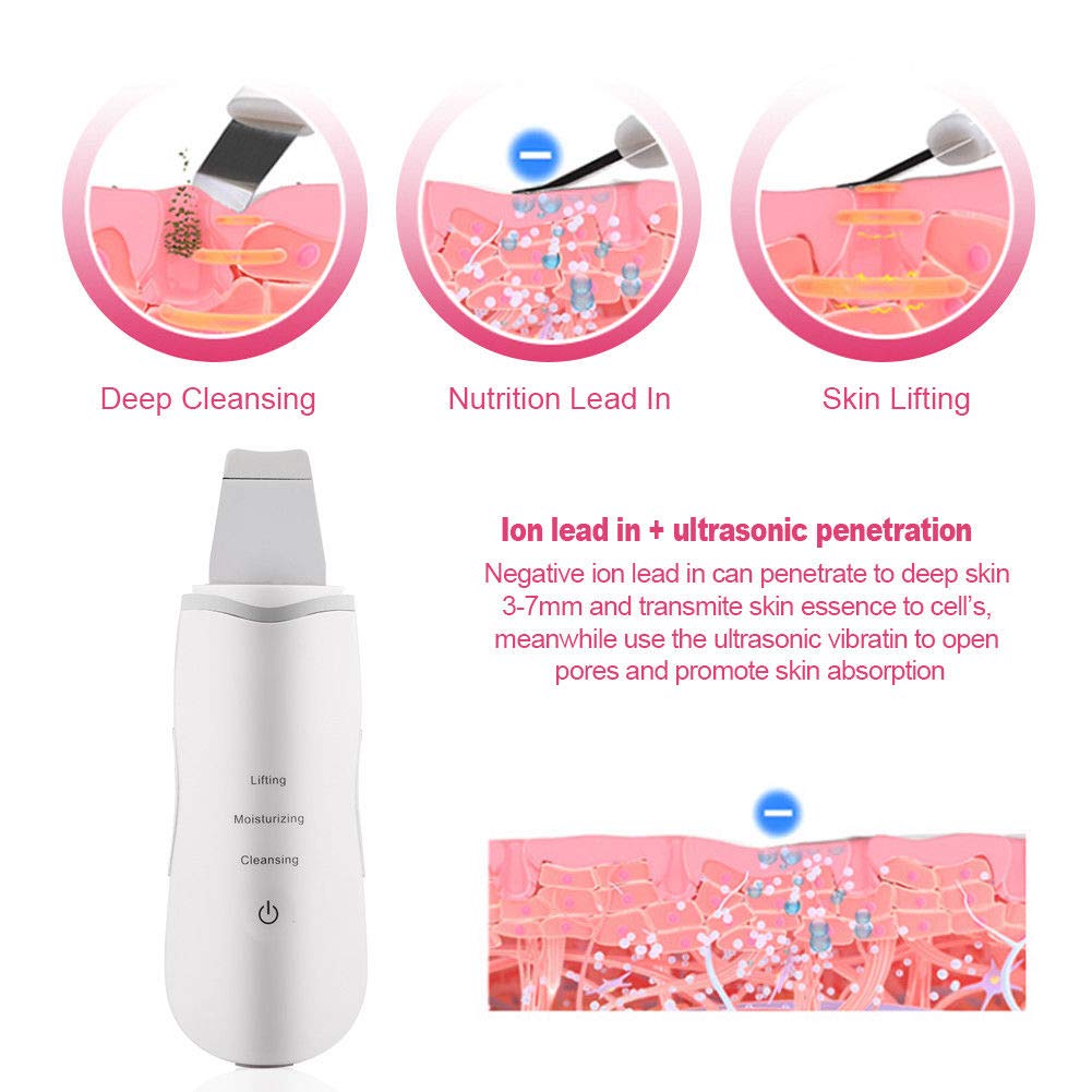 Black Ultrasonic Face Cleaner Skin Scrubber Professional Ultrasonic Spatula