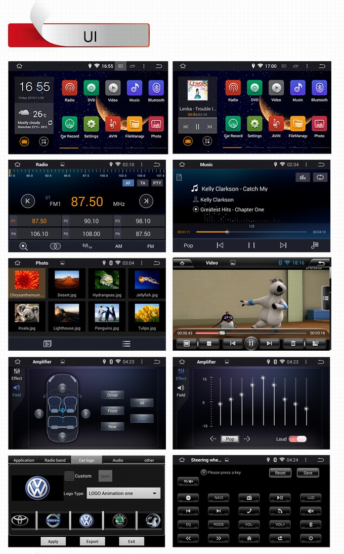 Ouchuangbo Pure Android 4.4 GPS Navigation for Universal Car DVD Multimedia Kit 3G Wifi Bluetooth OCB-2812C