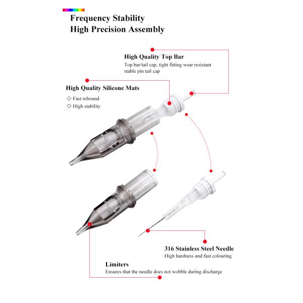 316L Stainless Steel Tattoo Needle Cartridge 20pcs Box CE ISO Certified