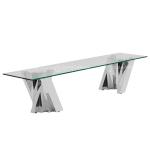 Clear 12mm Stainless Steel TV Stand Tempered Glass Top Living Room Furniture