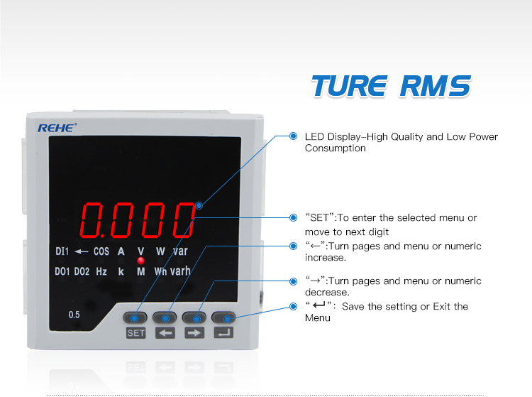 96*96 Single phase Intelligent Digital analog multimeter with RS485