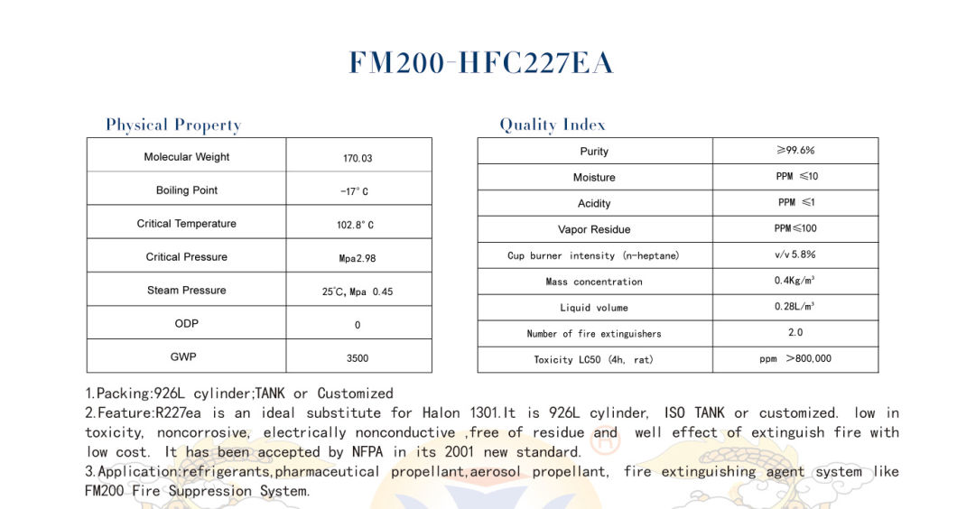 Ton Cylinder Packing Hfc-227ea Refrigerant Gas