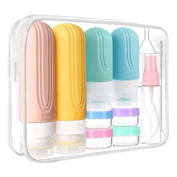 TSA-Approved Silicone Travel Bottle Set with Wide Mouth Design for Easy Refilling and Customizable Options