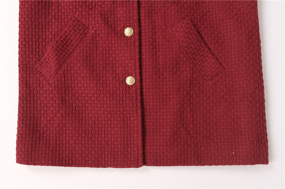 Stockpapa Autumn Winter Ladies Knit Burgundy Longline Blazer