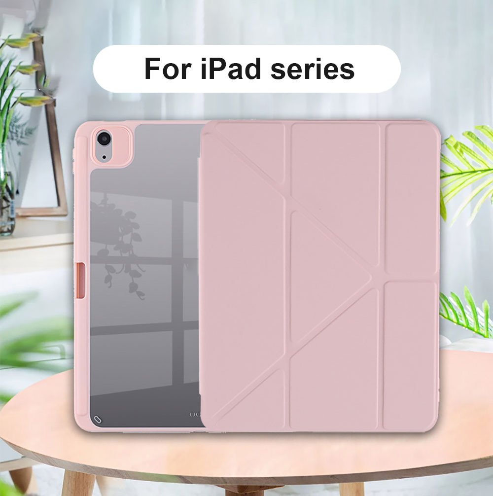 Laudtec Clear Acrylic Tablet Folio Case for iPad 11 Inch, Multi-Angle Y-Shape Stand,Built-in Pencil Slot, Custom Color & Pattern