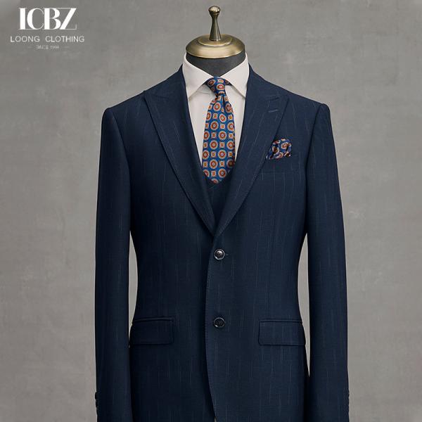Men's Striped Suit for Work Breathable and No-Iron Business Casual Slim Formal