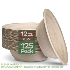 Wholesale 12 Oz Paper Bowls, Disposable Compostable Bowls, Biodegradable Soup Bowls Made Of Natural Bagasse, Eco-Friend from china suppliers