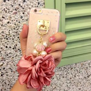 Wholesale Soft TPU Pink&Blue Pearls Fancy Chain Cell Phone Case Back Cover For iPhone 6 6s Plus from china suppliers