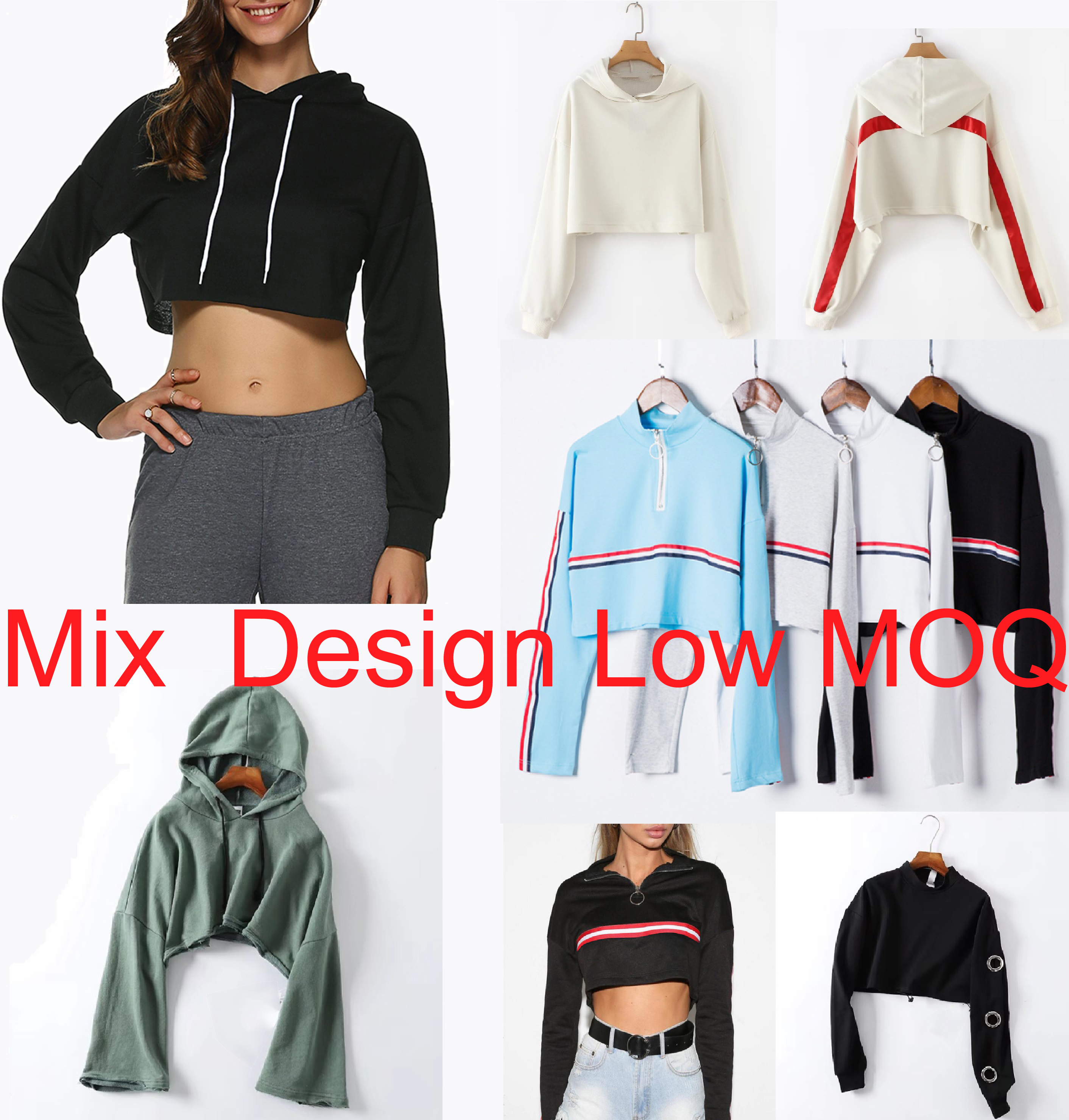 Mix Designs Womens Loose Fit Sweatshirts , Flare Sleeves Girls Crop Top Sweatshirt