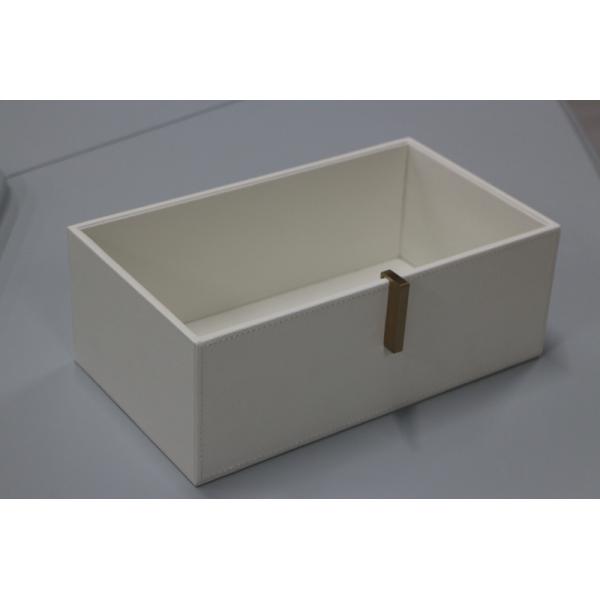 Mjmhd Decorative Storage Box with Metal Handle, Modern Closet & Shelf Organizer, Faux Leather Fabric Storage Bin for Home Organization, White (YG