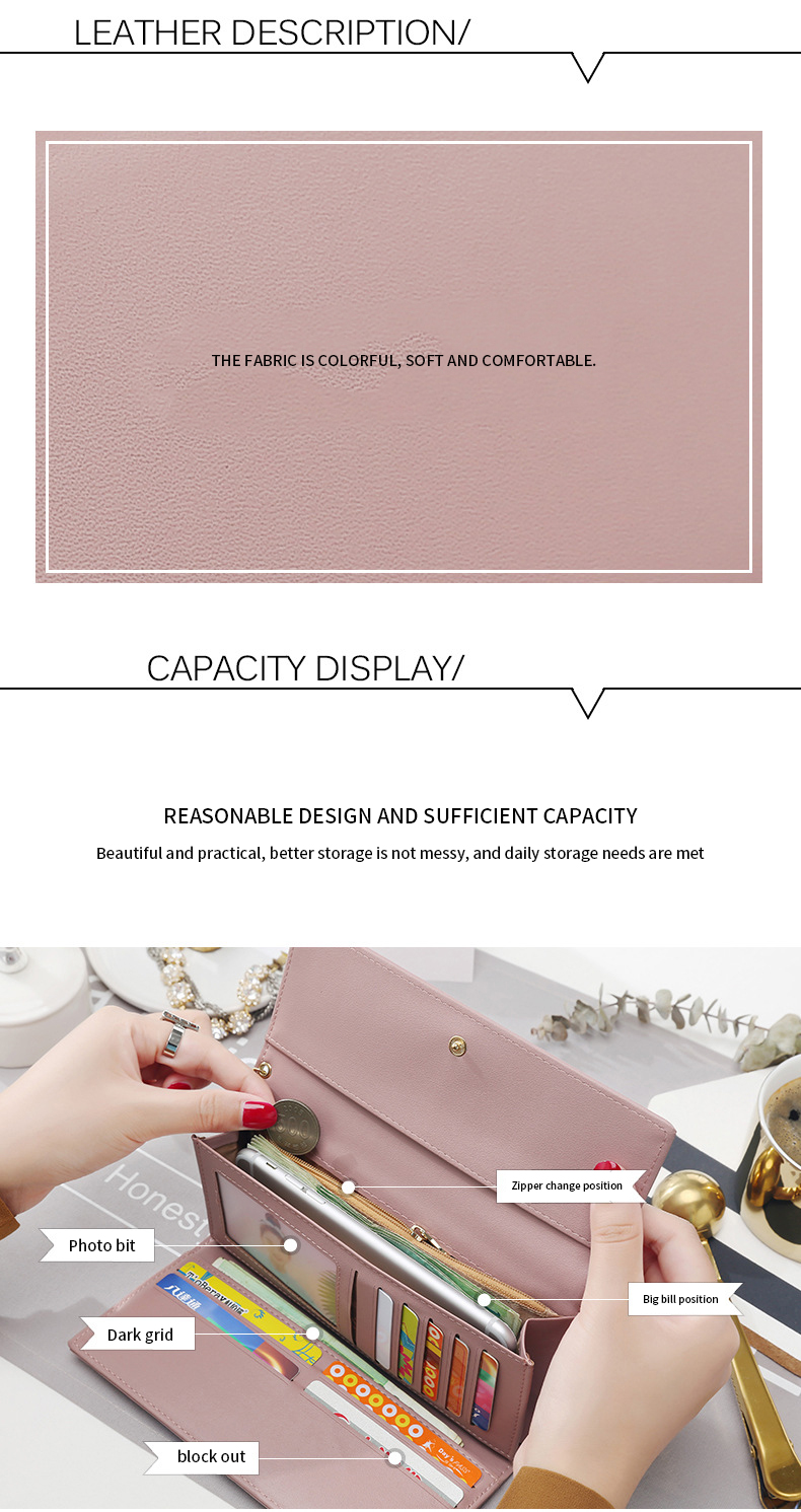 Custom Logo Avaliable Women's Large Capacity Clutch Wallet for Fashionable Phone Cases
