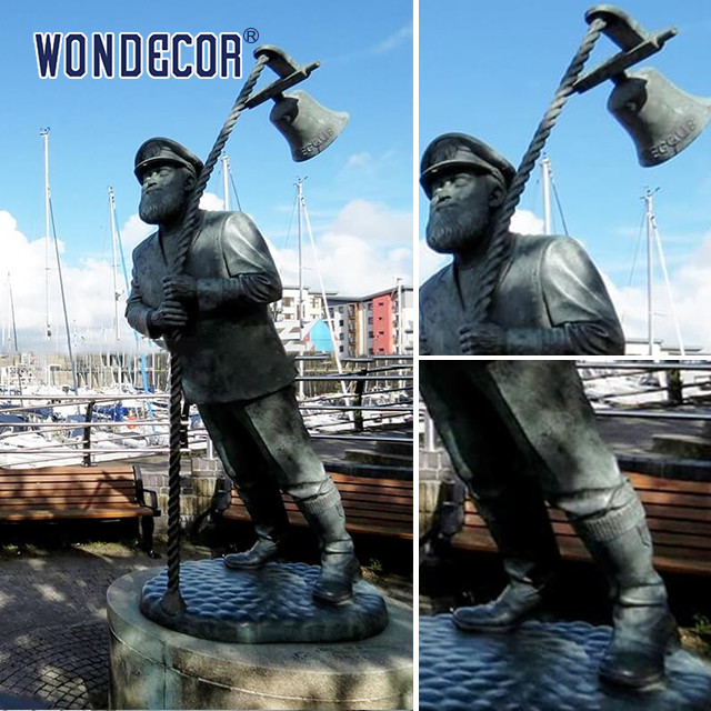 Outdoor Bronze Statues Sculpture Seaside Cast Metal Captain