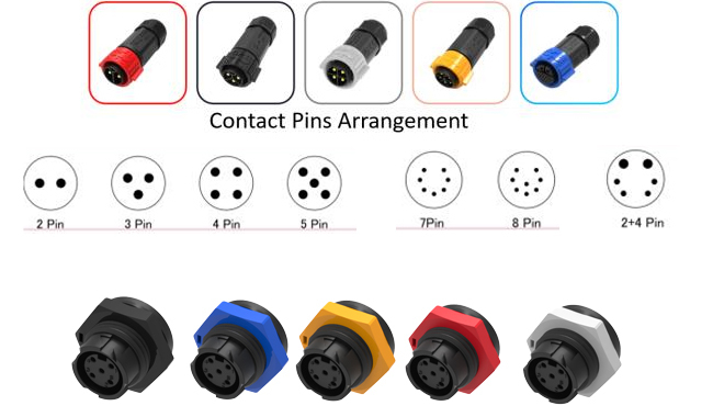 M16 Waterproof Circular Connector 300V 2 Pin Male To Female Cable Connectors