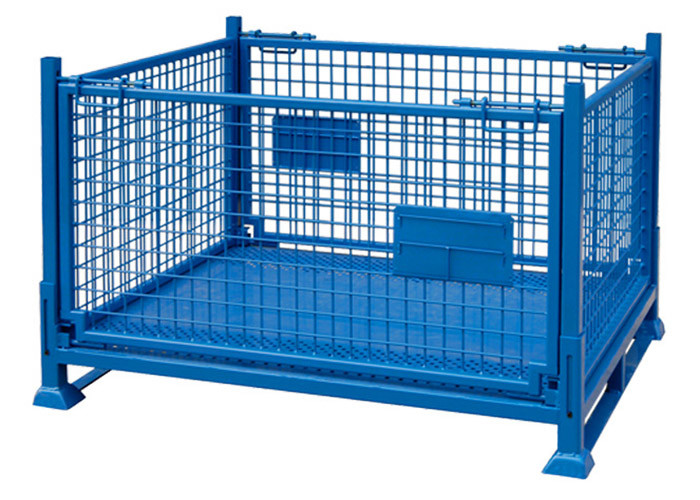 OEM Folding Empty Mesh Stillages For Lifting 1500Kg Powder Coated Finish