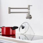 Stainless Steel 304/316 Brushed Wall Mount Pot Filler Fold Swivel Mixer Two