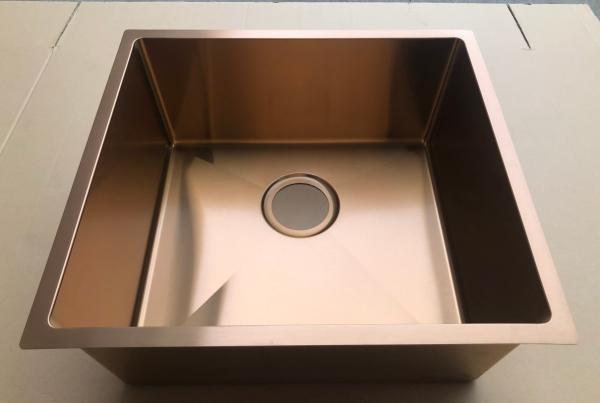 Copper PVD Surface Kitchen Sink Without Tap Holes 5 Years Warranty / Rose Gold