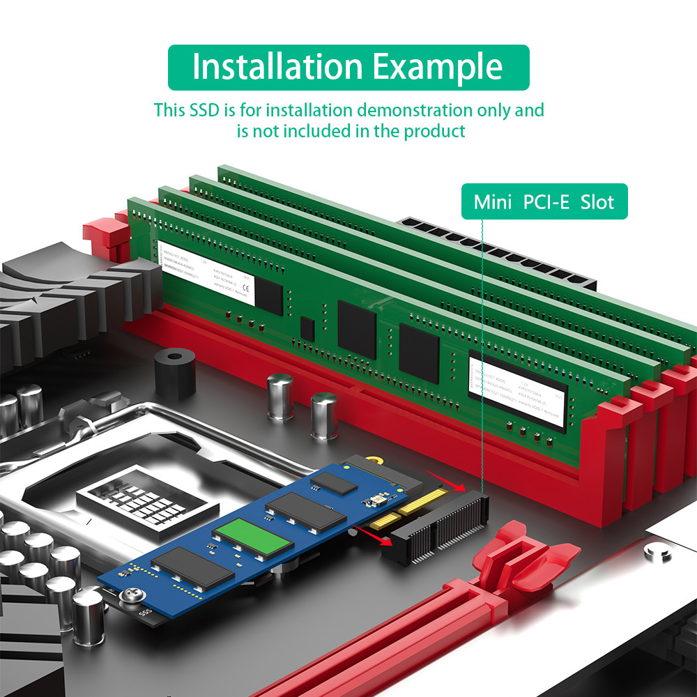 M.2 (NGFF) Nvme SSD to Mini PCIe Adapter M.2 NGFF Key-M Adapter