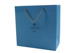 Wholesale CMYK Logo Blue Paper Bags With Handles Handmade 200gsm Paper Material from china suppliers