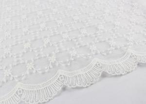 Wholesale Beautiful Embroidered Lace Fabric Scalloped Edge Lace Fabric For Ivory Wedding Dresses from china suppliers