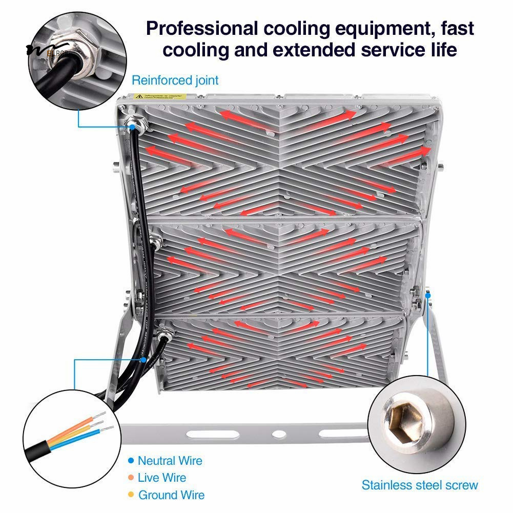 LED Flood Light for Outdoor Fields 100W 200W 300W 44000LM 6500K IP67 Waterproof Cool White
