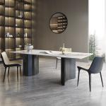 Light Luxury Stainless Steel Marble Ballroom Dining Table Set