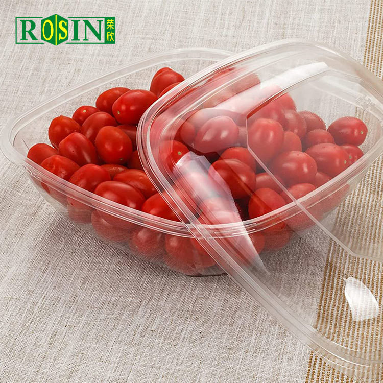 Portable Food Grade 64oz Clear Plastic Salad Bowls Customized With Lid
