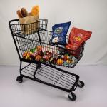 100L Customized Metal Shopping Trolley Flat Basket American Black Shopping