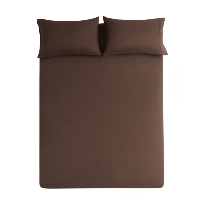 Double / Queen Size 4 Piece Bedding Set Solid Coffee Color For Bedrooms