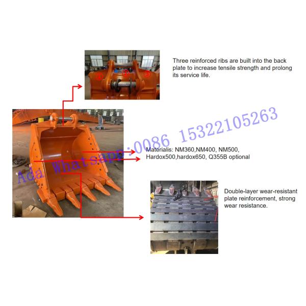 Custom Excavation Rock Bucket Attachment , Demolition Excavation rock ripping bucket