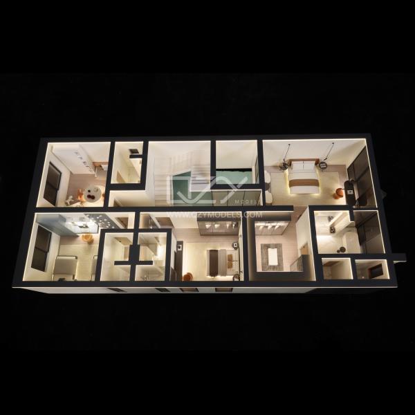 1/25 interior Model Wooden Style Full Lighting Architecture Structural Model