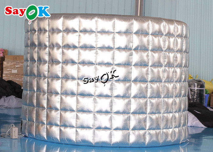 Professional Photo Studio Silver Led Light Backdrop Inflatable Photo Booth Wall 3x1.5x2.3mH For Wedding Party