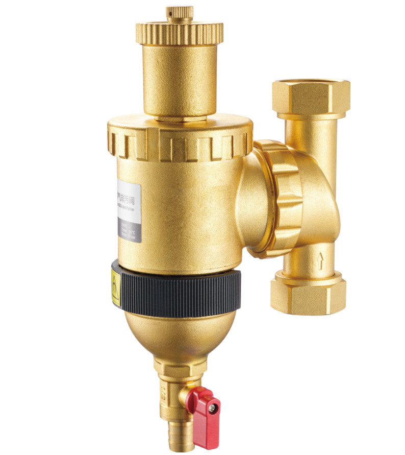3600 Preposition Brass Valve DN25 With Magnetic Strainer And Automatic Air Vent and Built-in Bottom Flushing Drainer