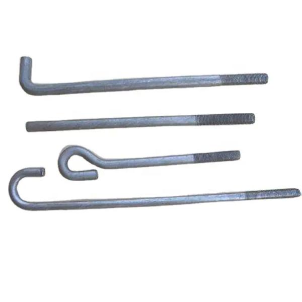 J Type Anchor Bolts Galvanized L / J Type Steel Foundation Anchor Bolts M12 Metric Thread