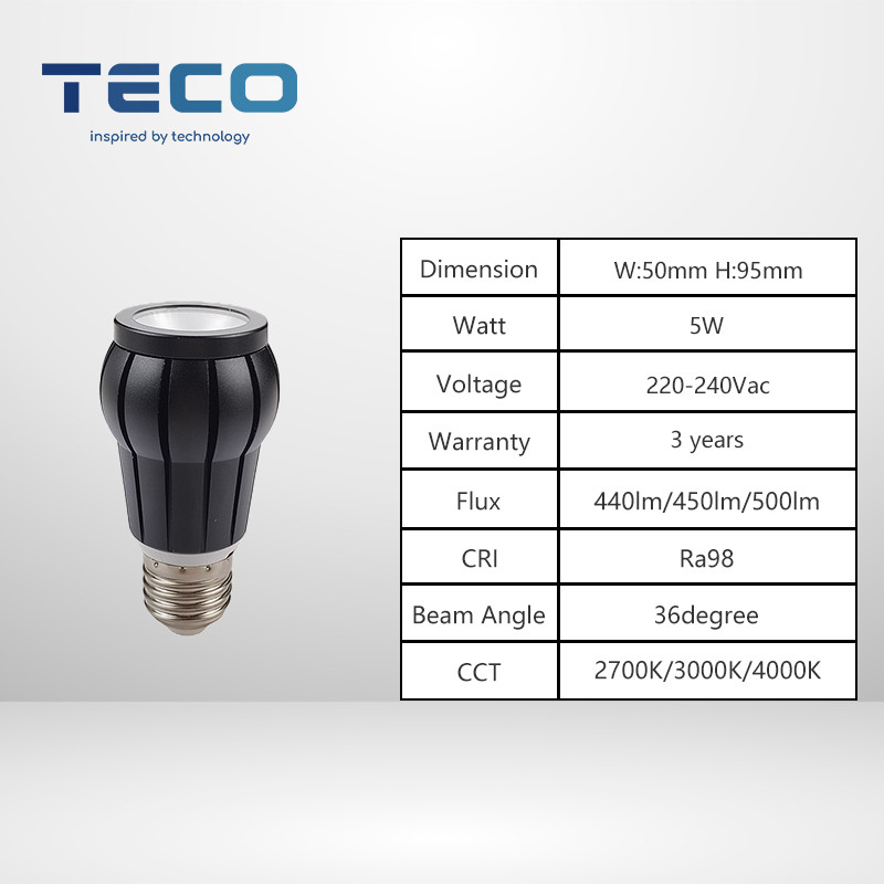 Teco PAR16 LED Light 5W 230V Non Dimmable Lamp Warm White For Restaurant
