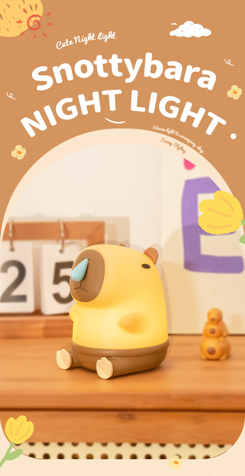 Cute Snottybara Table Lamp Animal Rechargeable Creative Cartoon Capybara Silicone Night Lamp