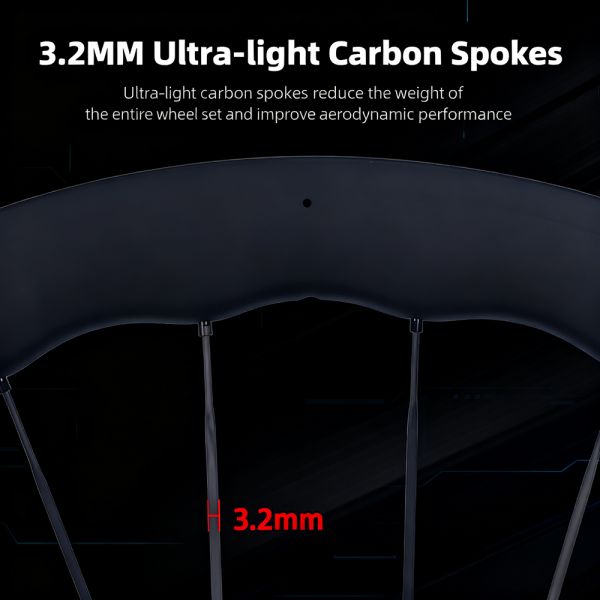 700C 4550mm Carbon Fiber Wheelset with 3.2mm Spokes and Shimano 7-12 Speed Compatibility