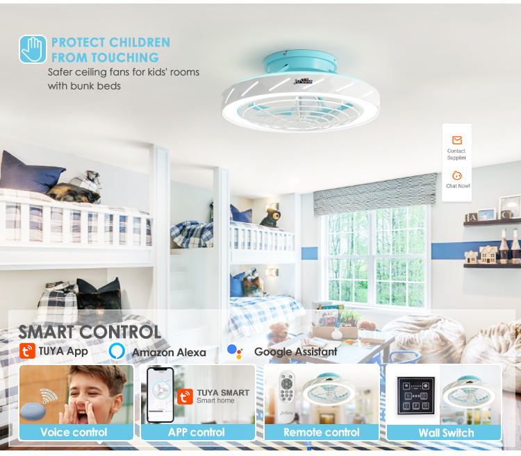 Remote Control LED Ceiling Fan 20" Flush Mount with Low Noise and 2- from 1stshine