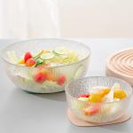 Clear Crystal Glass Kitchen Wares Prep Bowls 3 Piece Machine Made