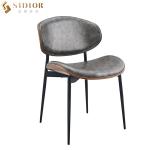 Restaurant Modern Fabric Upholstered Dining Chairs H54.5cm Luxury Metal Legs