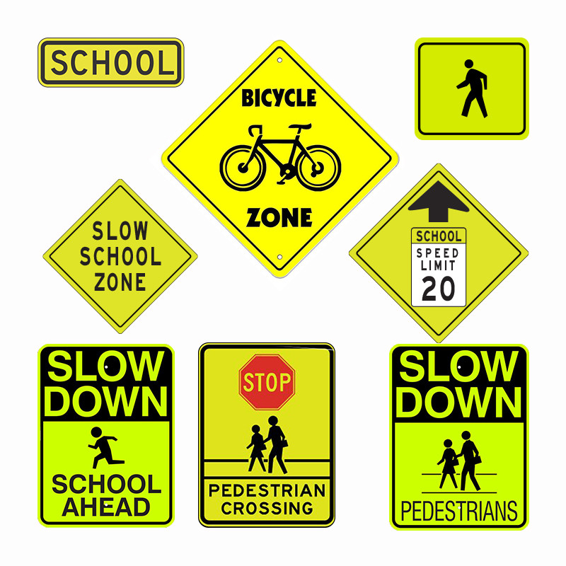Customized Reflective Traffic Signs Roadway Signs For Pedestrians School Bus