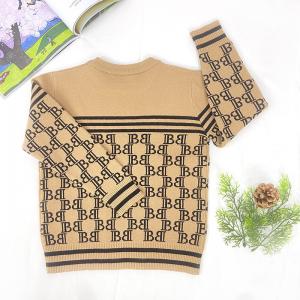 China Knitted Cotton letter stripe pattern Ribbed hem Baby Boy kids Wear Pullover Sweater for Winter on sale