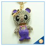 3D Teddy Bear Cute Cartoon Rhinestone Animal Shape Key Chain for Valentine's Day