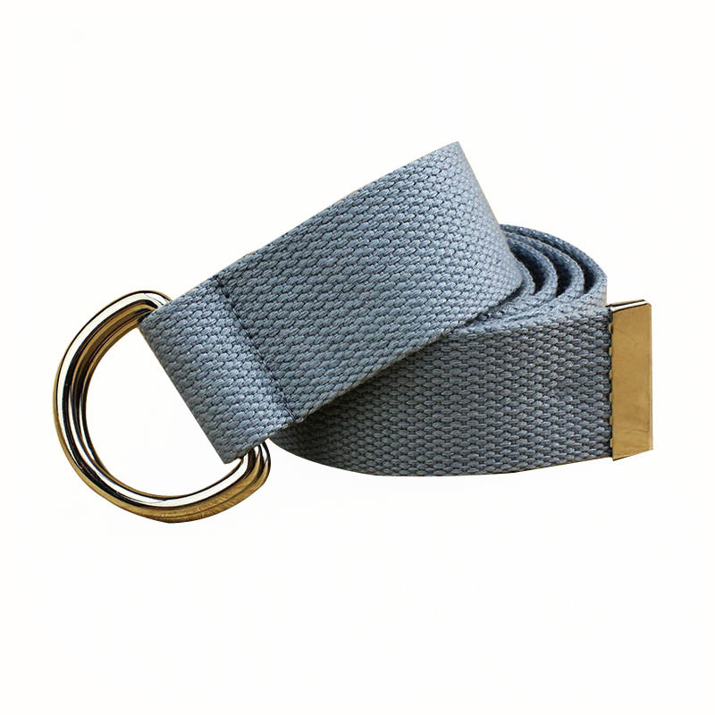Canvas Knitted Belt 110cm Double D Ring Belt Unisex Cotton Web