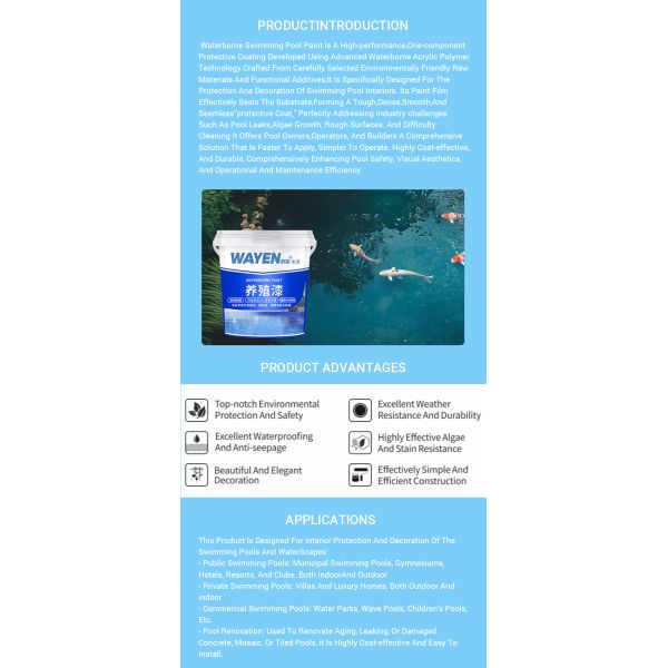 Weather Resistant Water Based Acrylic Pool Paint Clear Waterproof Paint Liquid Coating