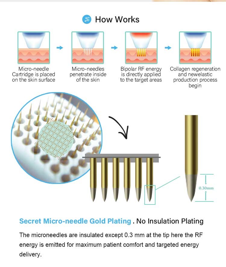 Gold RF Microneedling Machine Not scab For Wrinkle Remover