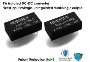 Wholesale Dual Output Unregulated DC DC Converter High efficiency Low ripple 1.5kVDC 1W from china suppliers