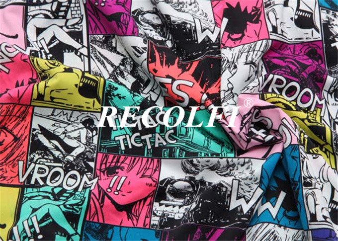 Comic Printing Activewear Made From Recycled Plastic Polyester Stretch Fabric
