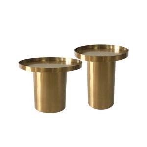 Wholesale Living Room Round Stainless Steel Side Table With Brushed Gold Metal Base from china suppliers