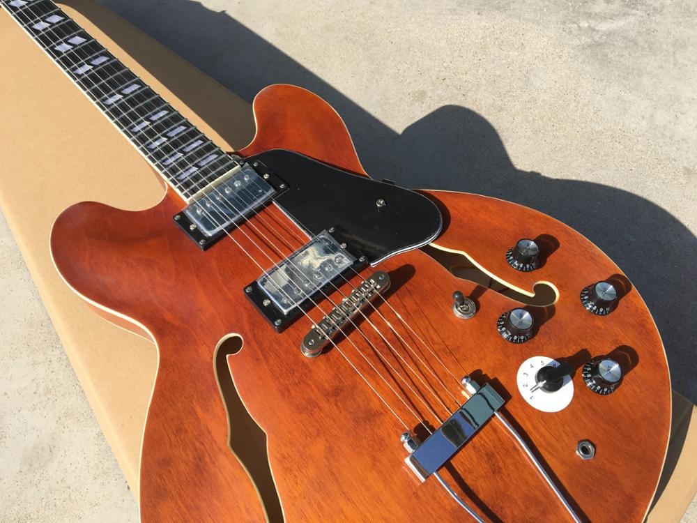 Matt Brown color ES335 Jazz Electric Guitar,Top quality Hollow Body Archtop 335 Jazz Guitarra,5 switch